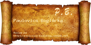 Paulovics Boglárka névjegykártya