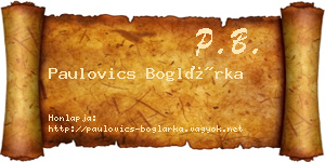 Paulovics Boglárka névjegykártya